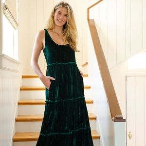 Green velvet Maxi Dress
